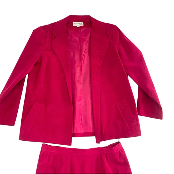 Hot pink suede blazer and skirt combo vintage size 16 (about size 12) - Picture 4 of 13
